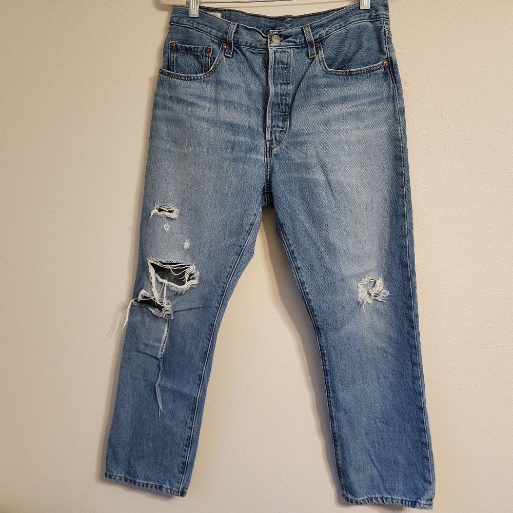 Levis Premium 501 High Rise Straight Original Cropped Jeans Size 31 X 26, casual